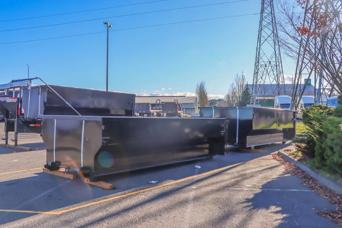 Roll-off dumpster ready for waste disposal at job site for 2 Yard Dumpster Rental in Meadville